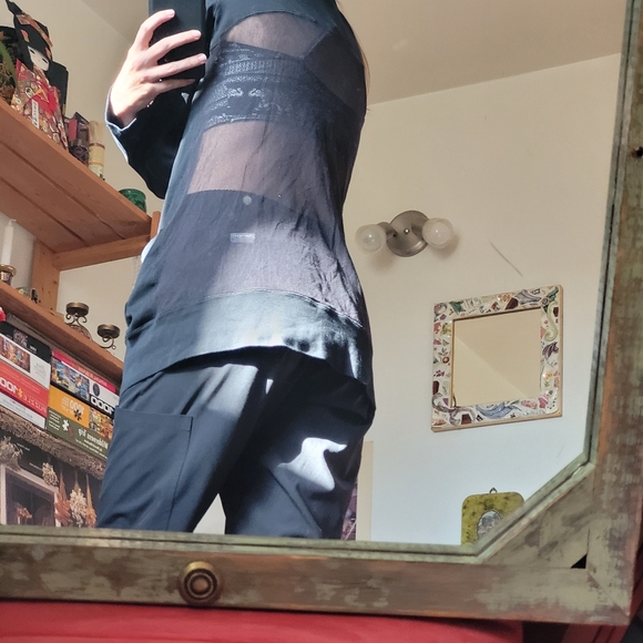 Marc Cain sports long black cardigan back mesh - size medium - Picture 8 of 8